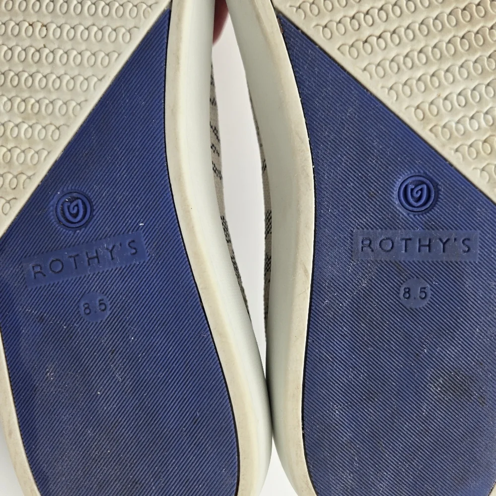 Rothy's The Sneaker Maritime Tiger Slip On Shoes Gray Stripe Women's Size 8.5